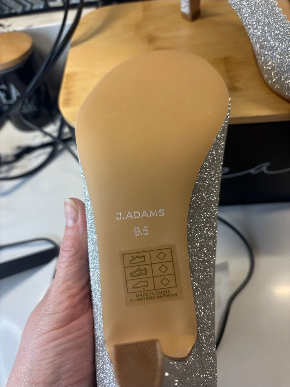 Glitter Mary Jane Heels in Silver by J. Adams